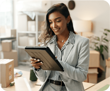 Customer reviewing website performance on a tablet